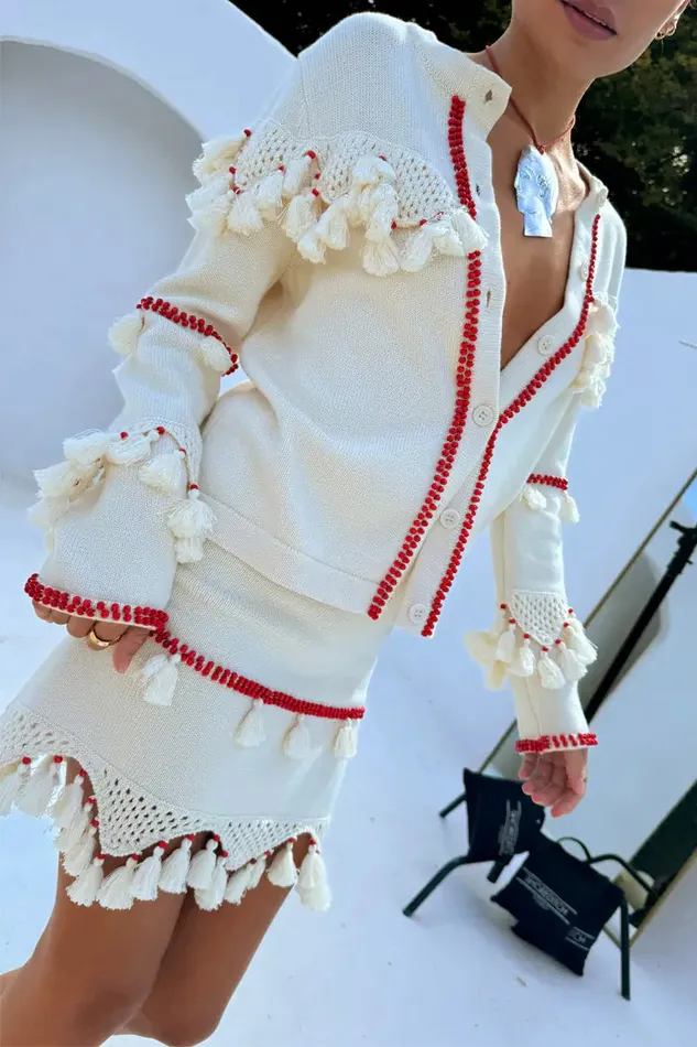 Never Fully Dressed Knitwear Ivory And Red Jake Skirt 8211 Women Never Fully Dressed Knitwear Ivory And Red Jake Skirt 8211 Women