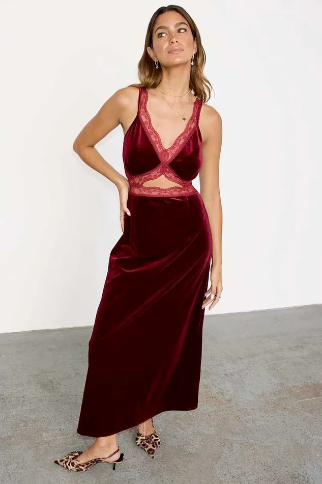 Never Fully Dressed Midi Burgundy Velvet Mimi Dress 8211 Women