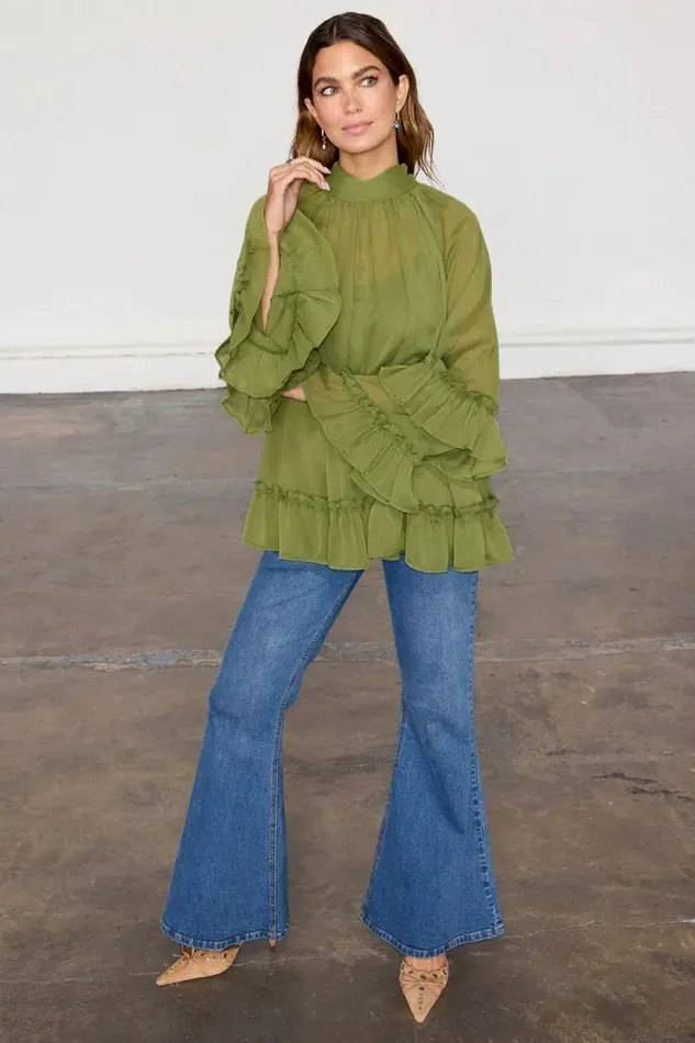 Never Fully Dressed Modest Dressing Olive Elinor Blouse 8211 Women