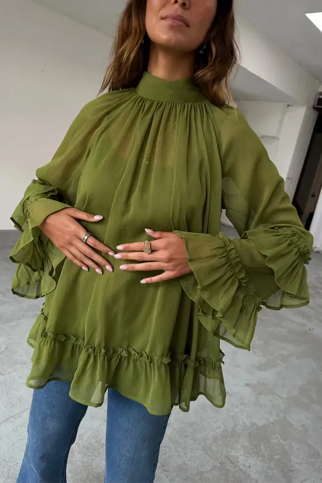 Never Fully Dressed Modest Dressing Olive Elinor Blouse 8211 Women