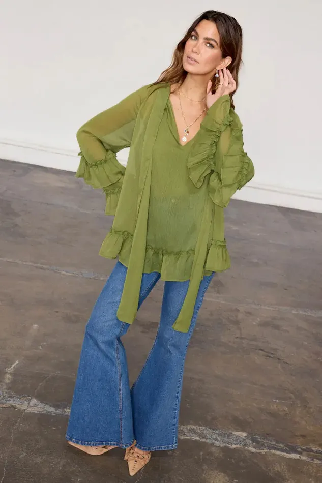 Never Fully Dressed Modest Dressing Olive Elinor Blouse 8211 Women