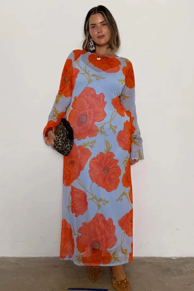 Never Fully Dressed Newness Blue Poppy Aria Mesh Dress 8211 Women