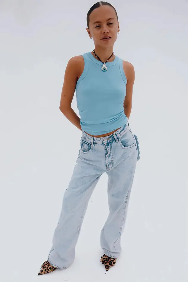 Never Fully Dressed Newness Ice Blue Ribbed Tank Top 8211 Women