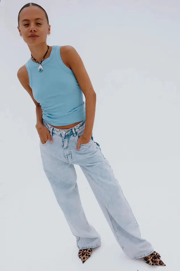 Never Fully Dressed Newness Ice Blue Ribbed Tank Top 8211 Women