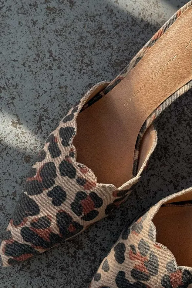 Never Fully Dressed Newness Leopard Denim Scallop City Mules 8211 Women