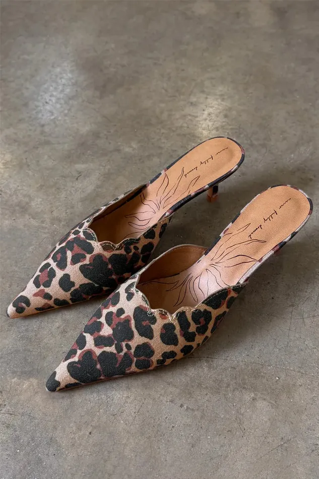 Never Fully Dressed Newness Leopard Denim Scallop City Mules 8211 Women