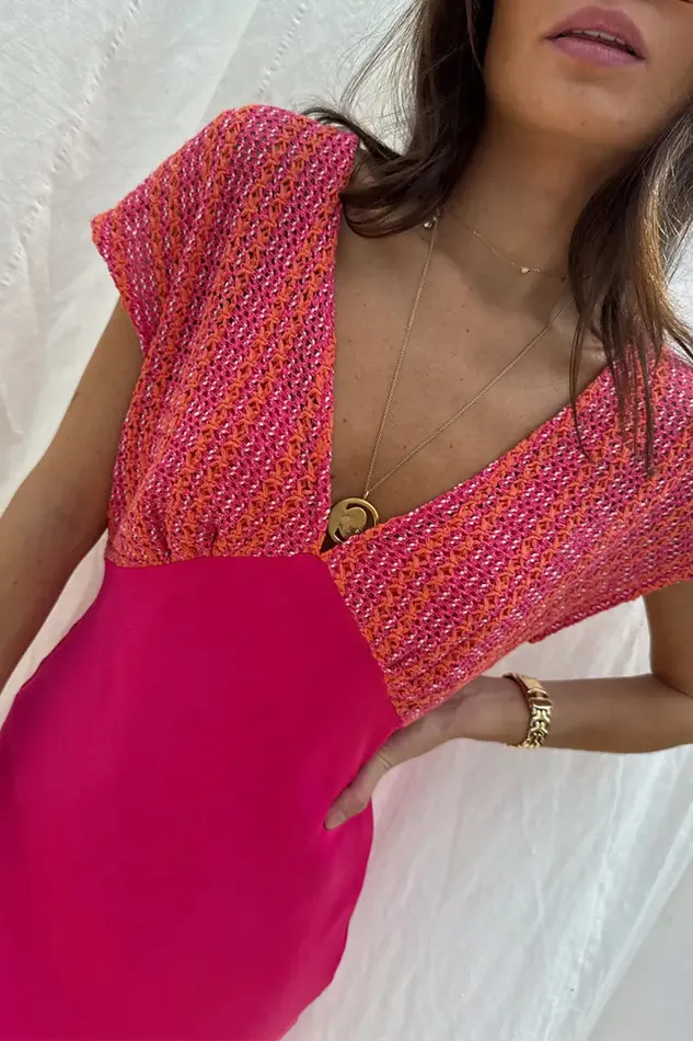 Never Fully Dressed Newness Pink And Red Crochet Elodie Dress 8211 Women