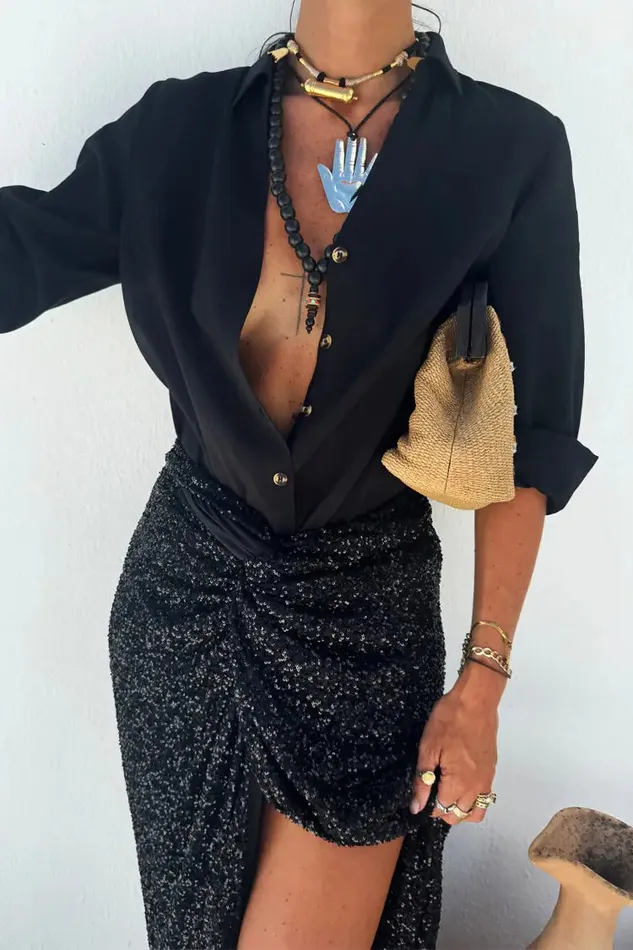 Never Fully Dressed Nfd Classics Black Sequin Jaspre Wrap Skirt 8211 Women