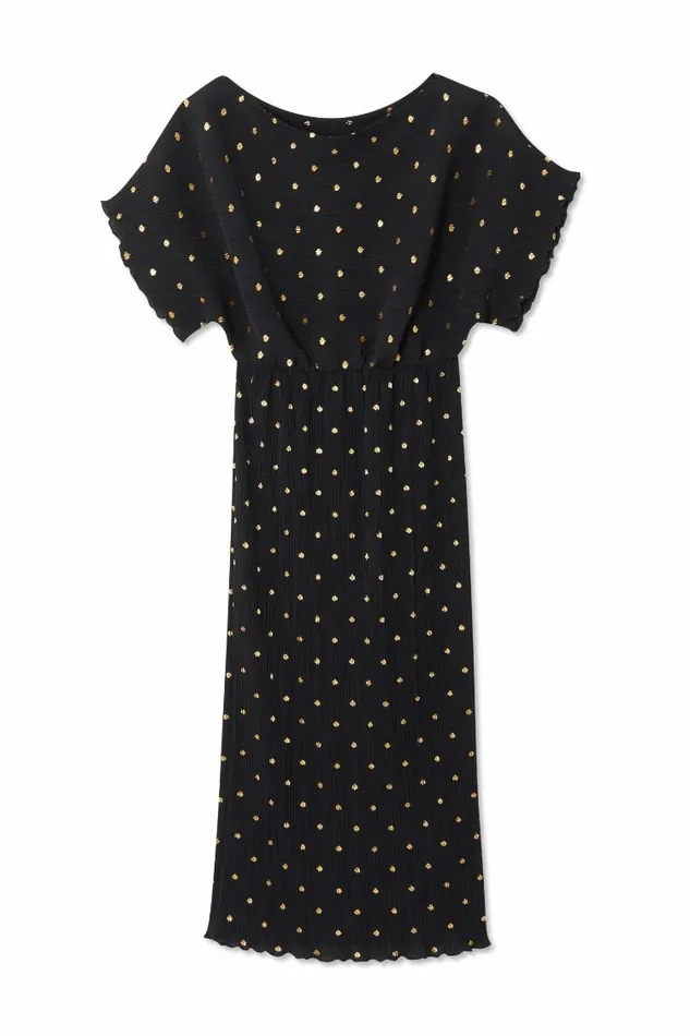 Never Fully Dressed Nfd Classics Black Tilly Plisse Dress With Gold Fleck 8211 Women