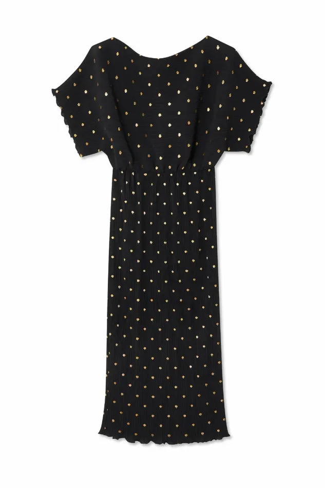 Never Fully Dressed Nfd Classics Black Tilly Plisse Dress With Gold Fleck 8211 Women