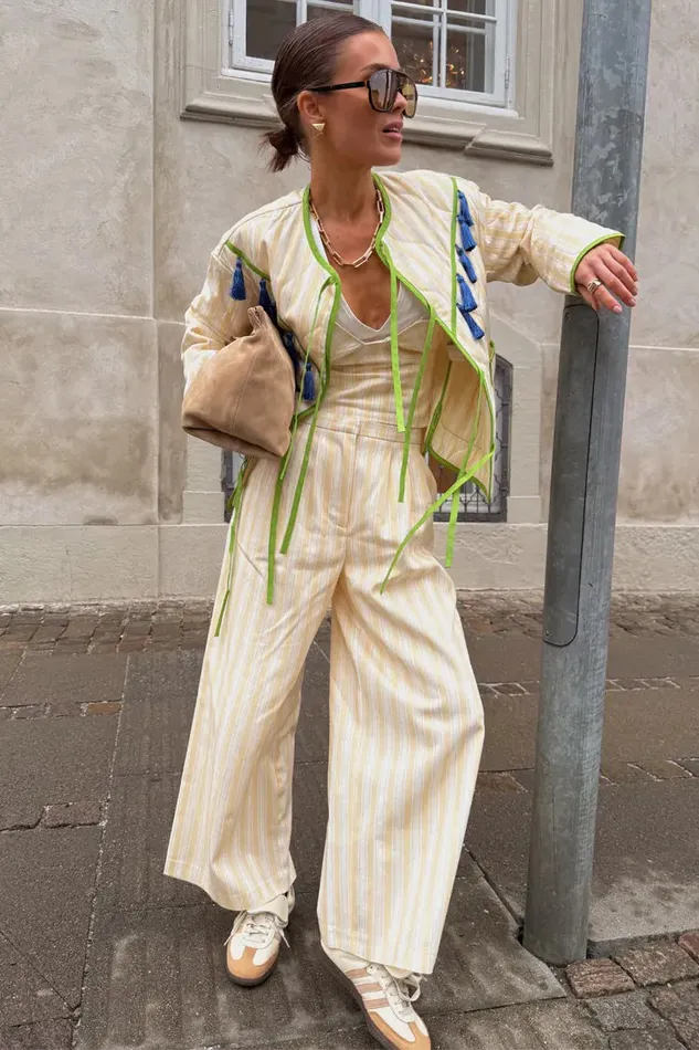 Never Fully Dressed Petite Butter Yellow Stripe Suki Trousers Petite 8211 Women