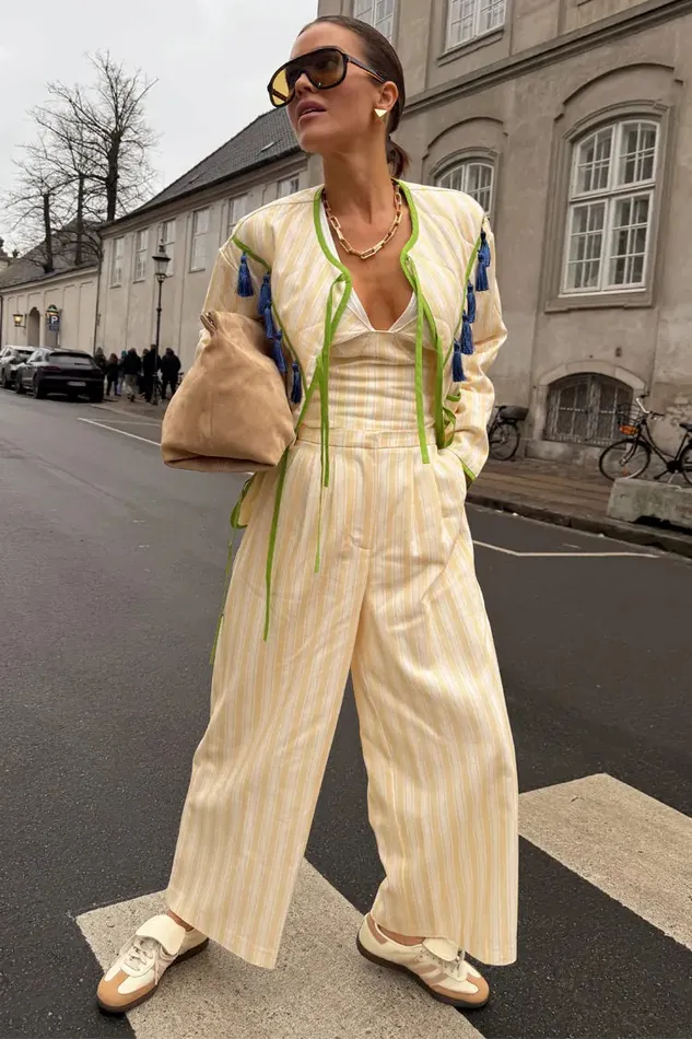 Never Fully Dressed Petite Butter Yellow Stripe Suki Trousers Petite 8211 Women