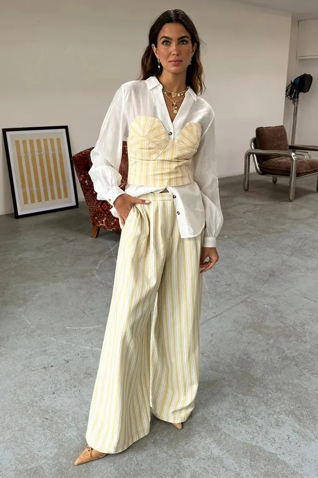 Never Fully Dressed Petite Butter Yellow Stripe Suki Trousers Petite 8211 Women