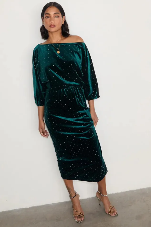 Never Fully Dressed Petite Emerald Velvet Tilly Dress Petite 8211 Women