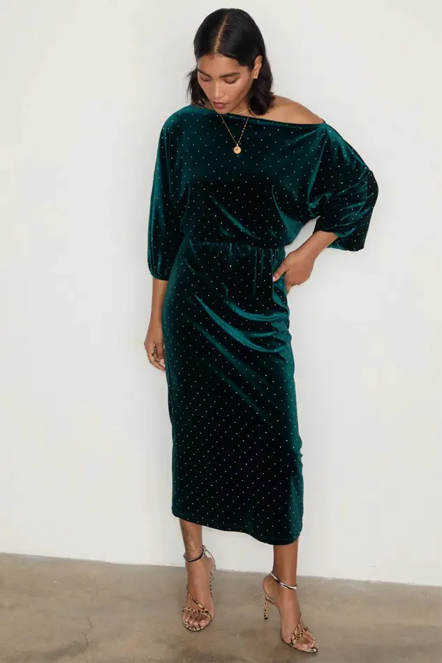 Never Fully Dressed Petite Emerald Velvet Tilly Dress Petite 8211 Women
