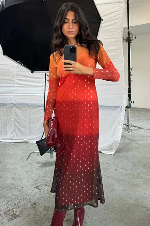 Never Fully Dressed Petite Orange Sunset Mesh Dress Petite 8211 Women
