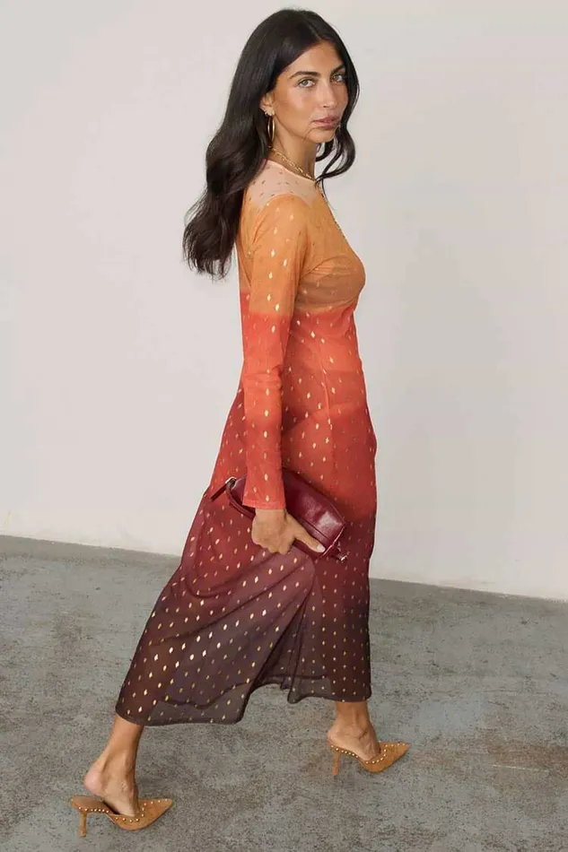 Never Fully Dressed Petite Orange Sunset Mesh Dress Petite 8211 Women