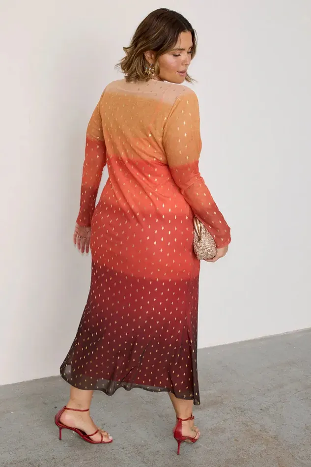 Never Fully Dressed Petite Orange Sunset Mesh Dress Petite 8211 Women