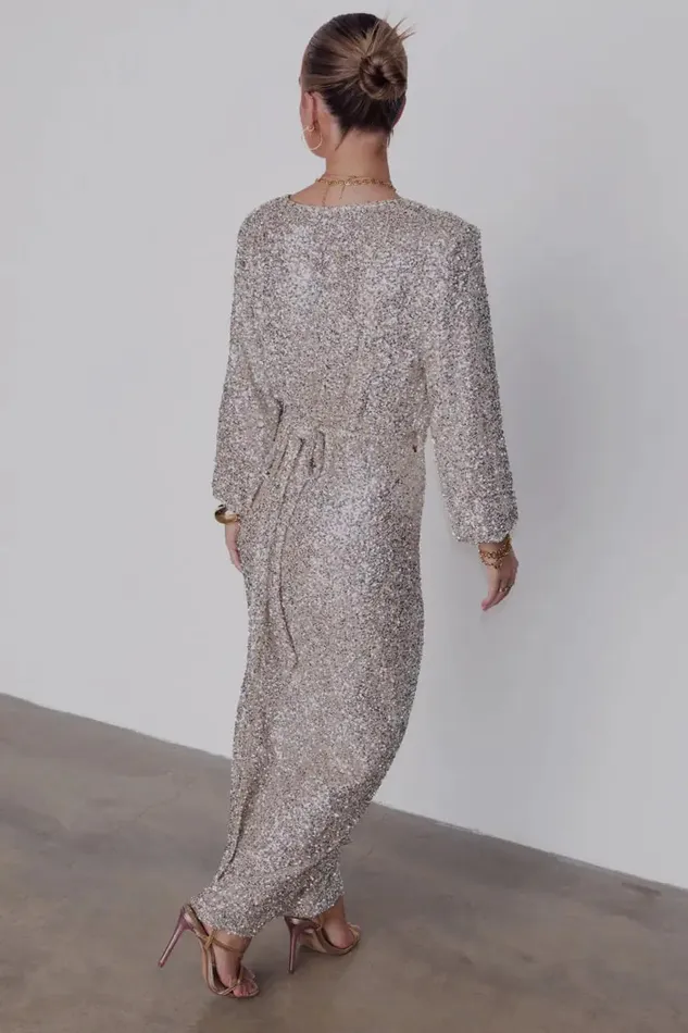 Never Fully Dressed Sequins Silver Sequin Kira Wrap Dress Petite 8211 Women