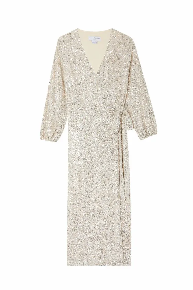 Never Fully Dressed Sequins Silver Sequin Kira Wrap Dress Petite 8211 Women