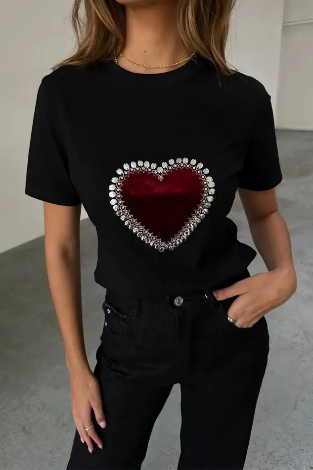Never Fully Dressed Tops and TShirts Black Heart Baby T Shirt 8211 Women