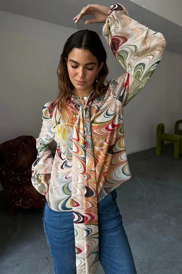 Never Fully Dressed Tops and TShirts Multi Marble Bibi Top 8211 Women