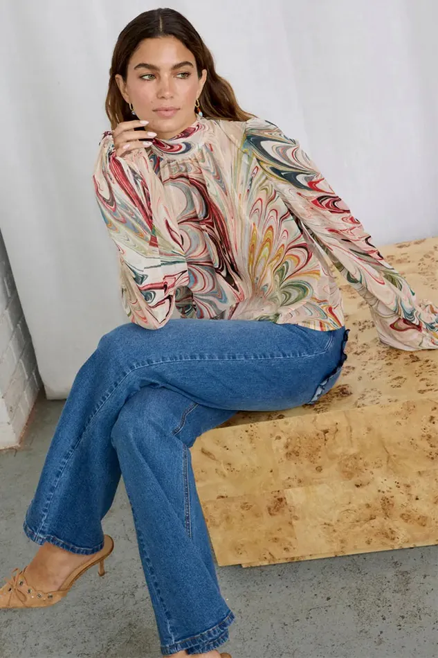 Never Fully Dressed Tops and TShirts Multi Marble Bibi Top 8211 Women
