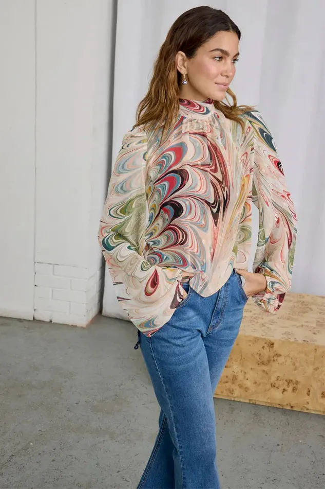 Never Fully Dressed Tops and TShirts Multi Marble Bibi Top 8211 Women