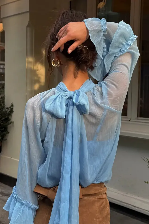 Never Fully Dressed Tops and TShirts Pastel Blue Elinor Blouse 8211 Women
