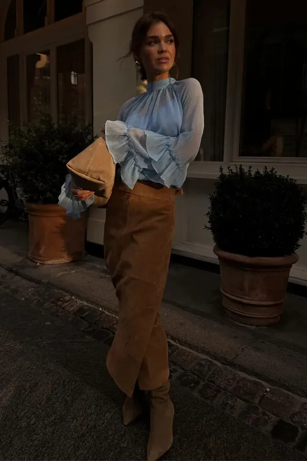 Never Fully Dressed Tops and TShirts Pastel Blue Elinor Blouse 8211 Women