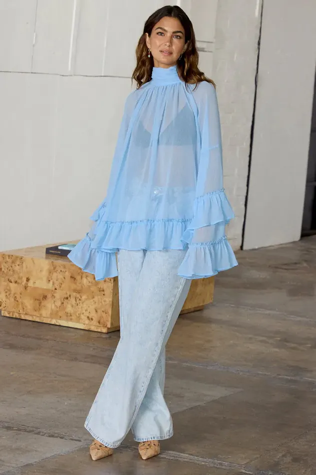 Never Fully Dressed Tops and TShirts Pastel Blue Elinor Blouse 8211 Women