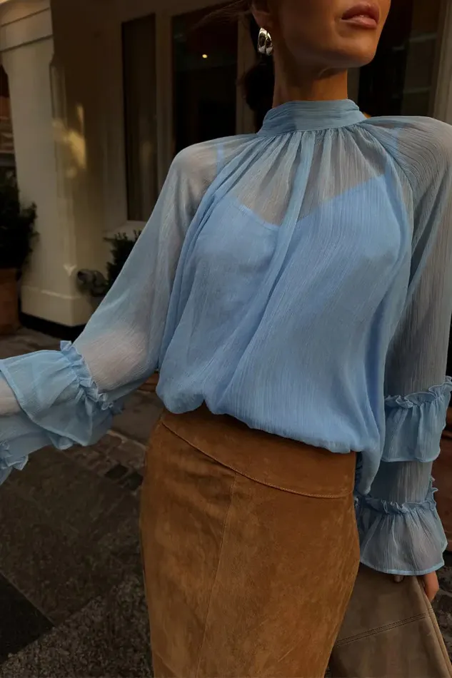 Never Fully Dressed Tops and TShirts Pastel Blue Elinor Blouse 8211 Women