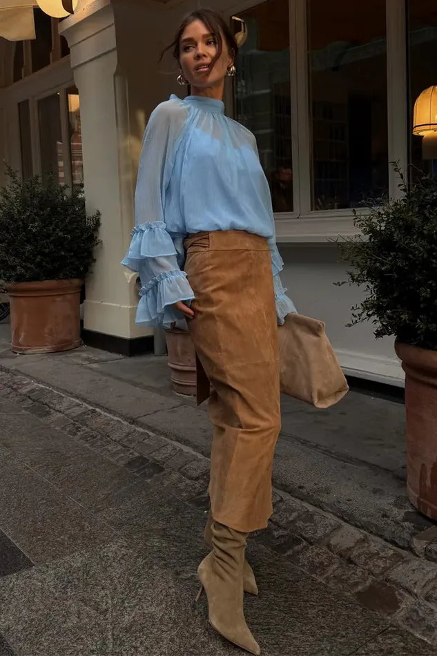 Never Fully Dressed Tops and TShirts Pastel Blue Elinor Blouse 8211 Women