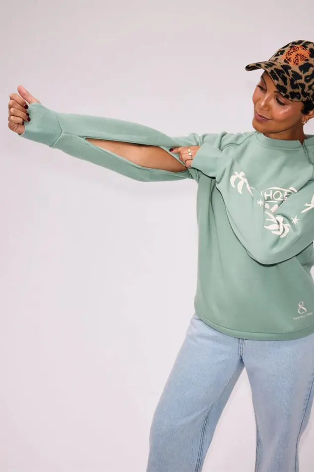 Never Fully Dressed Tops and TShirts Sage Sundazed Accessible Sweatshirt 8211 Women