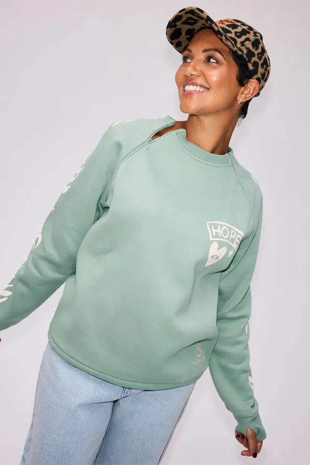 Never Fully Dressed Tops and TShirts Sage Sundazed Accessible Sweatshirt 8211 Women