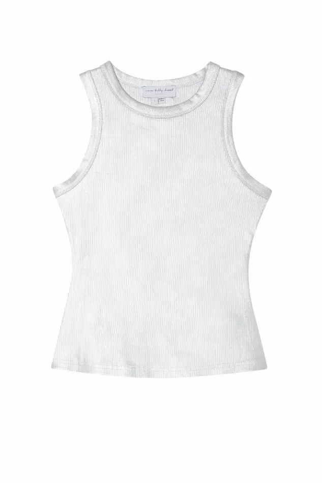 Never Fully Dressed Tops and TShirts Silver Ribbed Tank Top 8211 Women