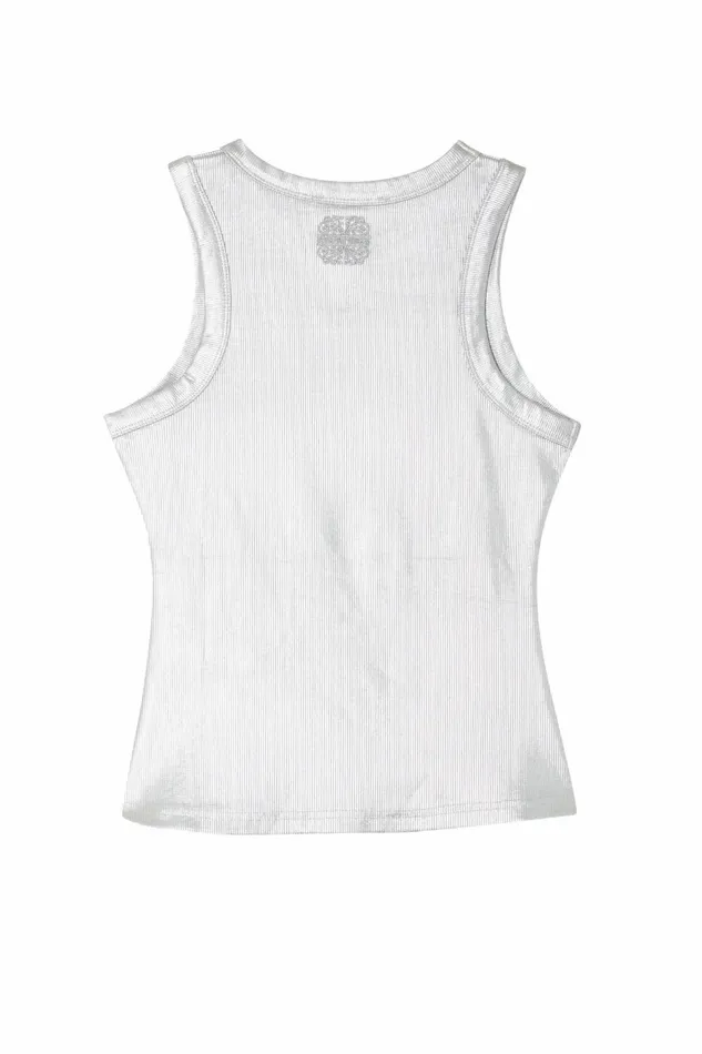 Never Fully Dressed Tops and TShirts Silver Ribbed Tank Top 8211 Women