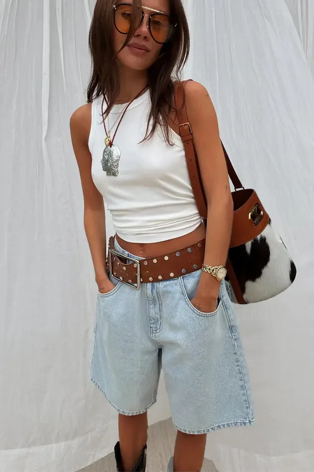 Never Fully Dressed Trousers and Shorts Denim Scallop Pocket Long Shorts 8211 Women
