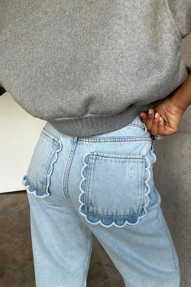 Never Fully Dressed Trousers and Shorts Scallop Detail Straight Leg Jeans 8211 Women