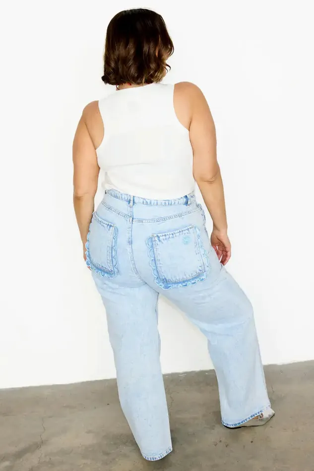 Never Fully Dressed Trousers and Shorts Scallop Detail Straight Leg Jeans 8211 Women