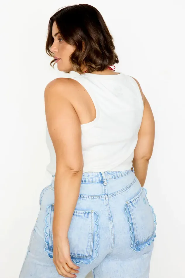 Never Fully Dressed Trousers and Shorts Scallop Detail Straight Leg Jeans 8211 Women