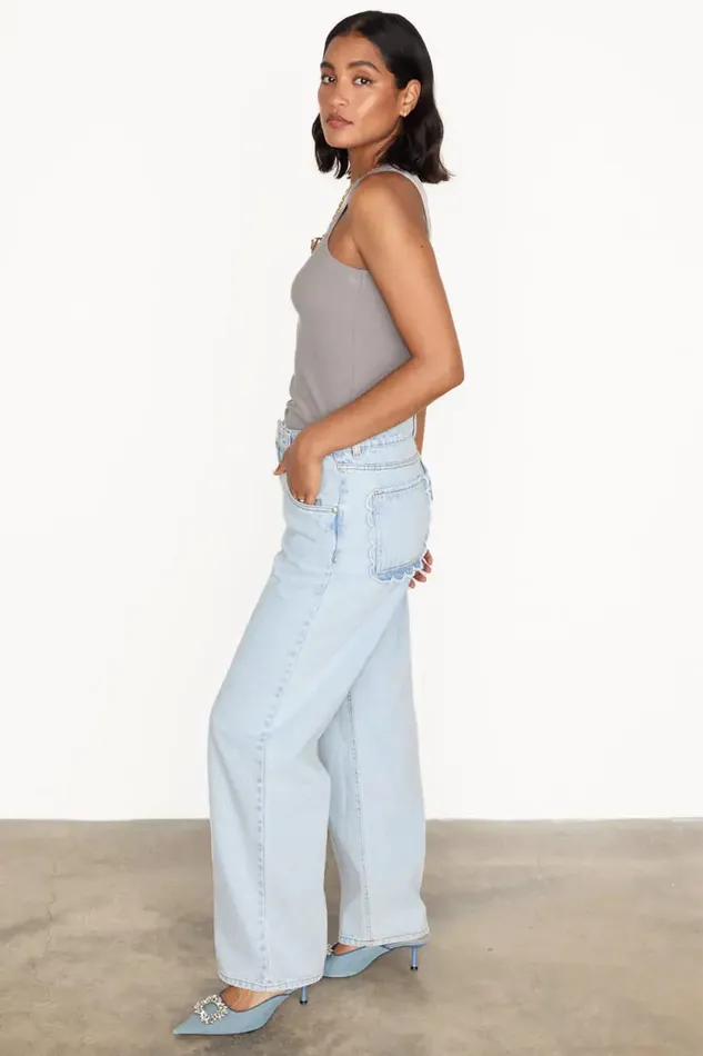 Never Fully Dressed Trousers and Shorts Scallop Detail Straight Leg Jeans 8211 Women