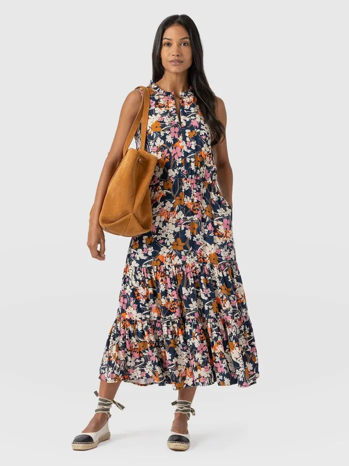 Orla Dress 8211 Navy Cream Floral Navy Cream Floral Women Saint And Sofia Dresses