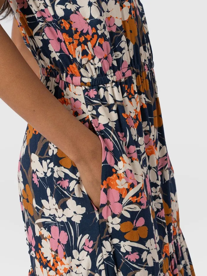 Orla Dress 8211 Navy Cream Floral Navy Cream Floral Women Saint And Sofia Dresses
