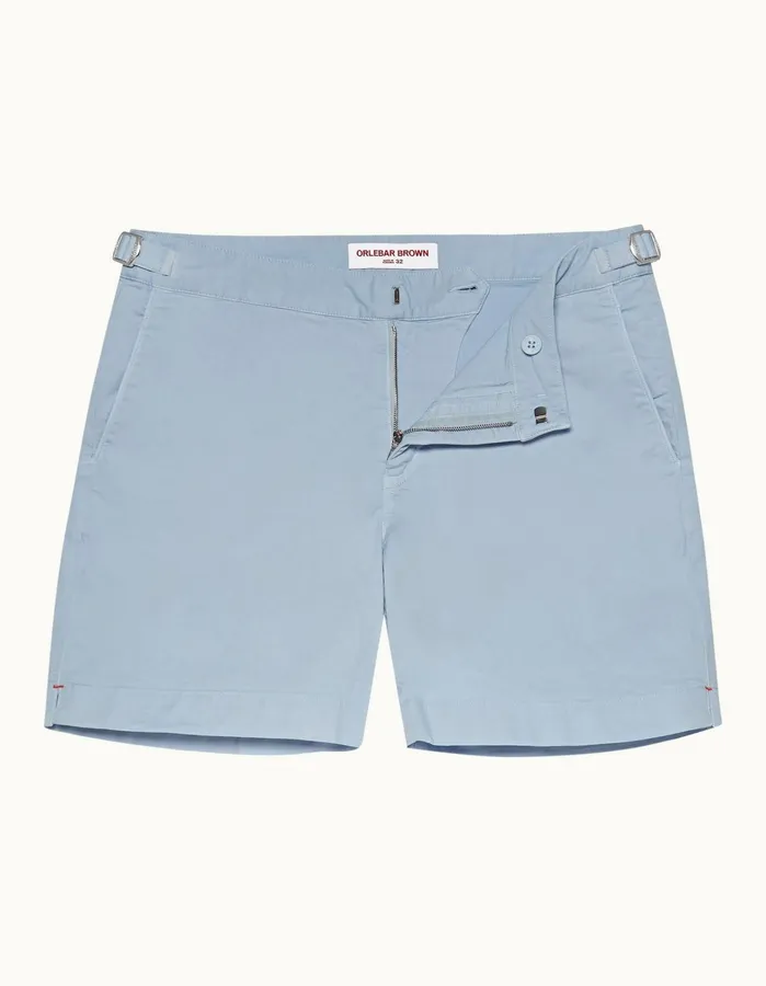 Orlebar Brown Day Shorts Men Bulldog Cotton Twill Ice Blue