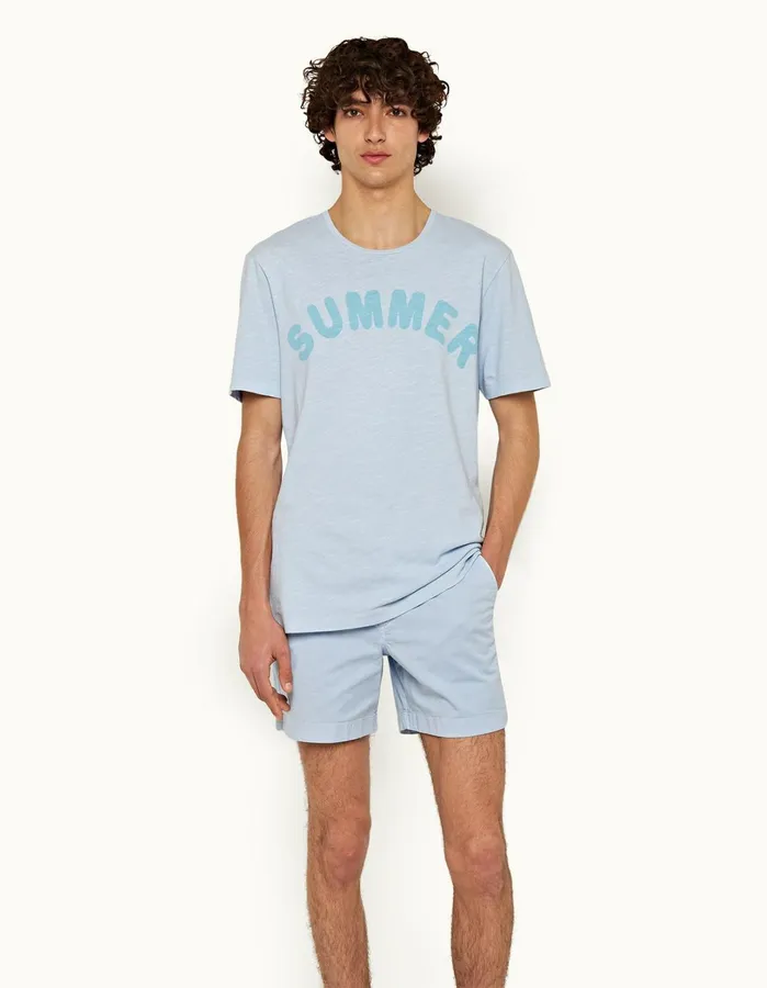 Orlebar Brown Day Shorts Men Bulldog Cotton Twill Ice Blue