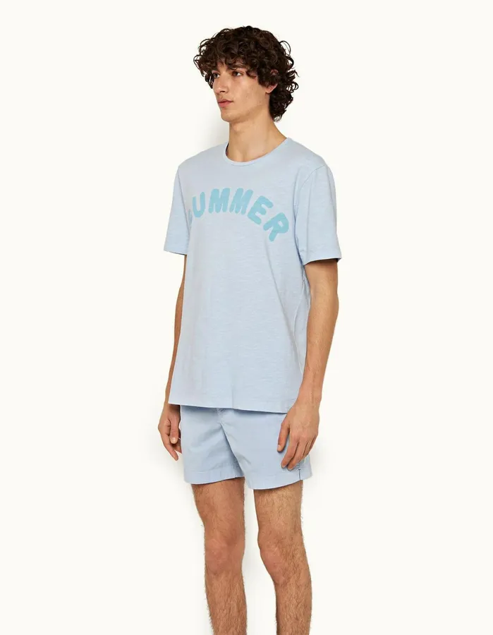 Orlebar Brown Day Shorts Men Bulldog Cotton Twill Ice Blue