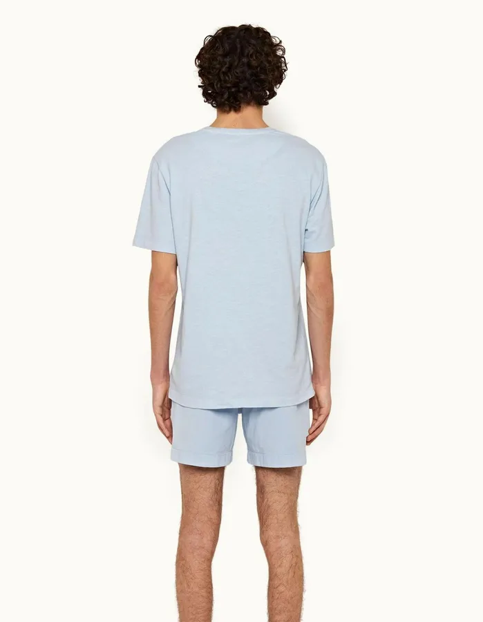 Orlebar Brown Day Shorts Men Bulldog Cotton Twill Ice Blue