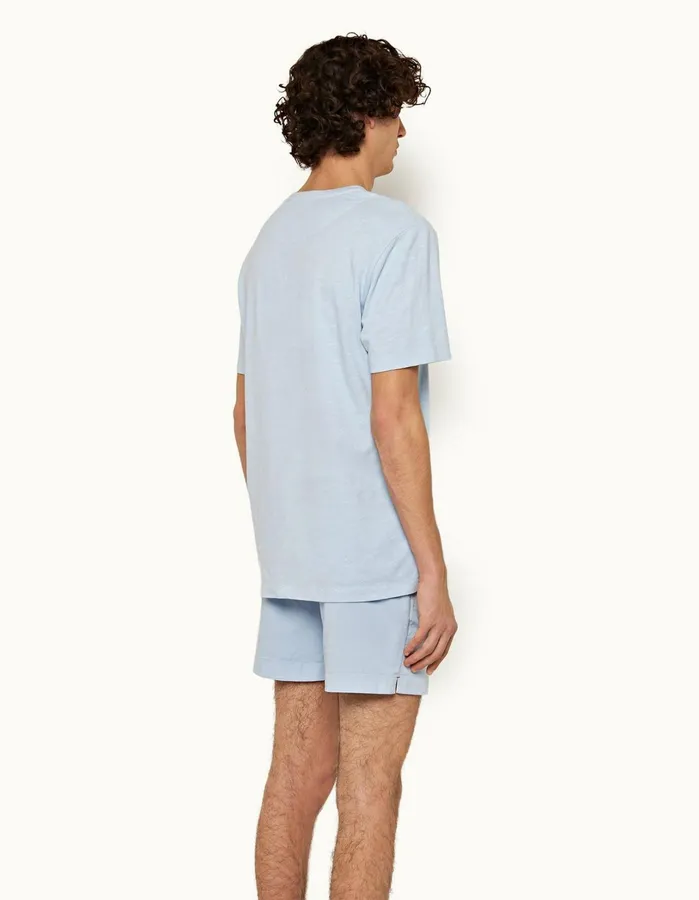 Orlebar Brown Day Shorts Men Bulldog Cotton Twill Ice Blue