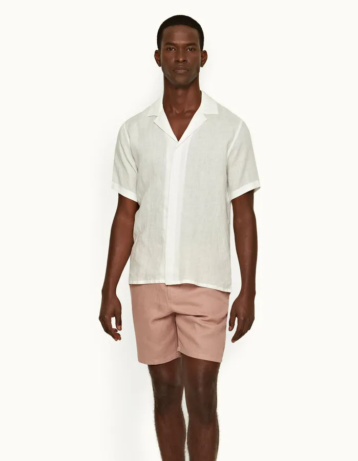 Orlebar Brown Day Shorts Men Cornell Linen Caramel Pink